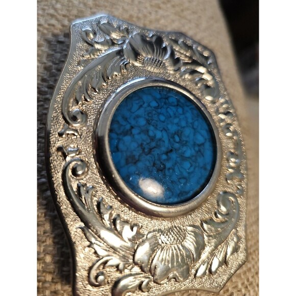 Chambers Belt Co. Accessories - Vintage Metal With Round Turquoise Color Stone Belt Buckle